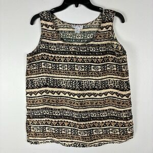 Vintage Y2K Silk Tank Top Womens Sz M Tribal Aztec Grunge 90s Streetwear
